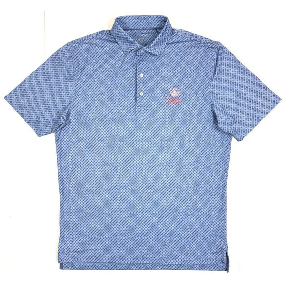 Johnnie-O Mens Carter Polo Shirt Sz Medium Geometric Scottsdale National Golf - Picture 2 of 12